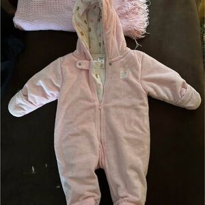 Pink Hooded Baby One Piece snow suit